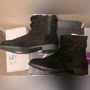 Lane Bryant black suede raunched ankle boots
